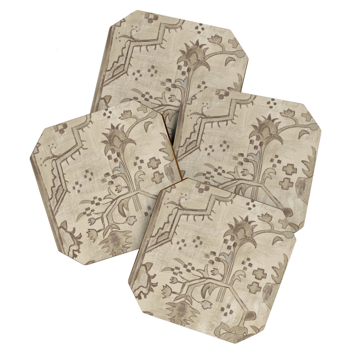 Vintage Woven Neutral Beige and Umber Coaster Gallery Image 1
