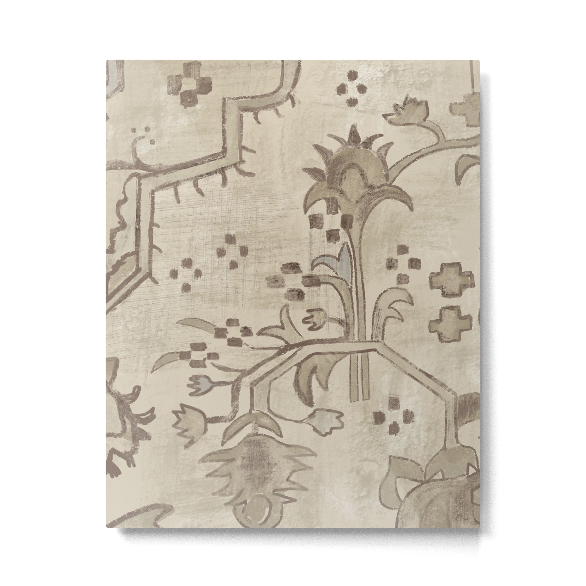 Vintage Woven Neutral Beige and Umber Metal Print Gallery Image 6