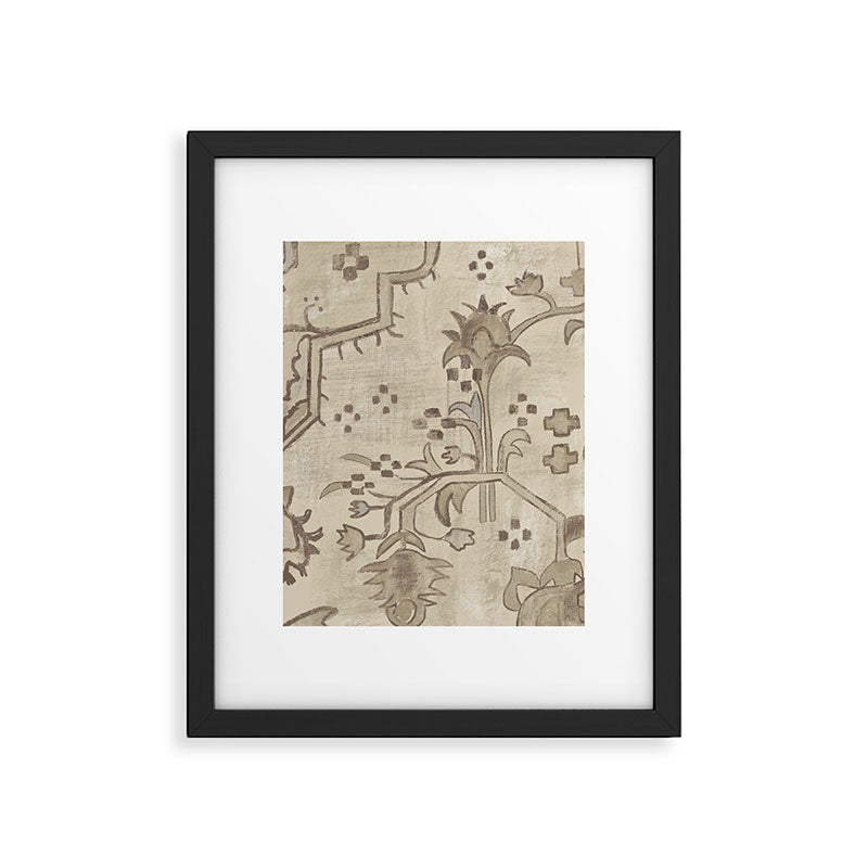 Vintage Woven Neutral Beige and Umber Framed Art Print Gallery Image 6