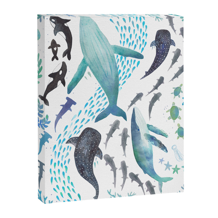 Sharks, Humpback Whales, Orcas & Turtles Ocean Play Print Canvas Print Gallery Image 1