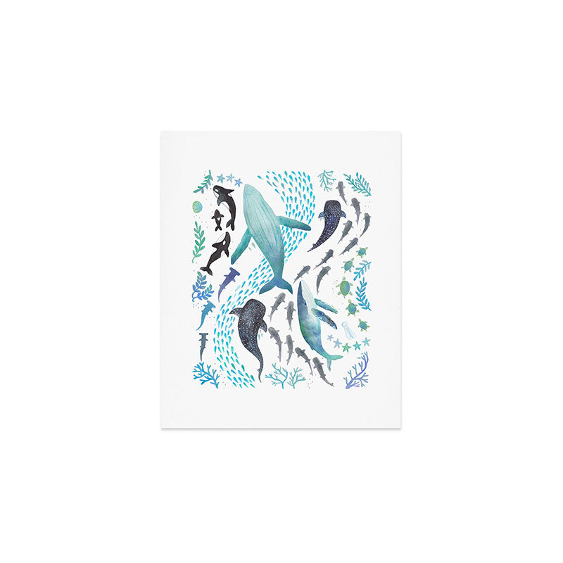 Sharks, Humpback Whales, Orcas & Turtles Ocean Play Print Art Print Gallery Image 1