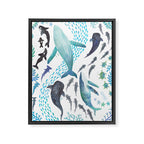 Sharks, Humpback Whales, Orcas & Turtles Ocean Play Print Framed Canvas Print Gallery Image 8