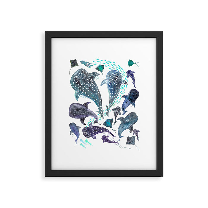 Whale Shark, Ray & Sea Creature Play Print Framed Art Print Gallery Image 1