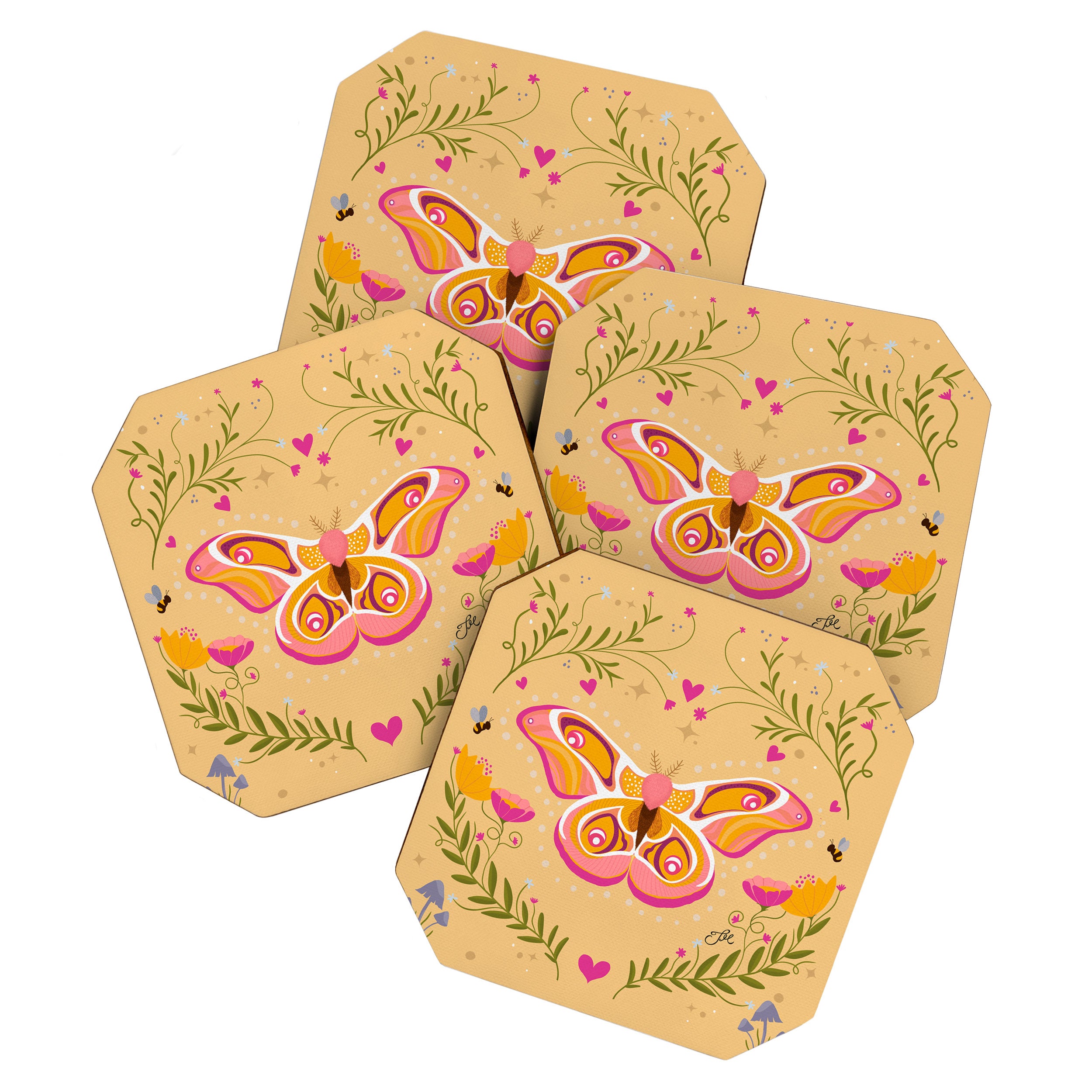 Madagascar Bullseye Moth in Enchanted Garden Coaster Gallery Image 1