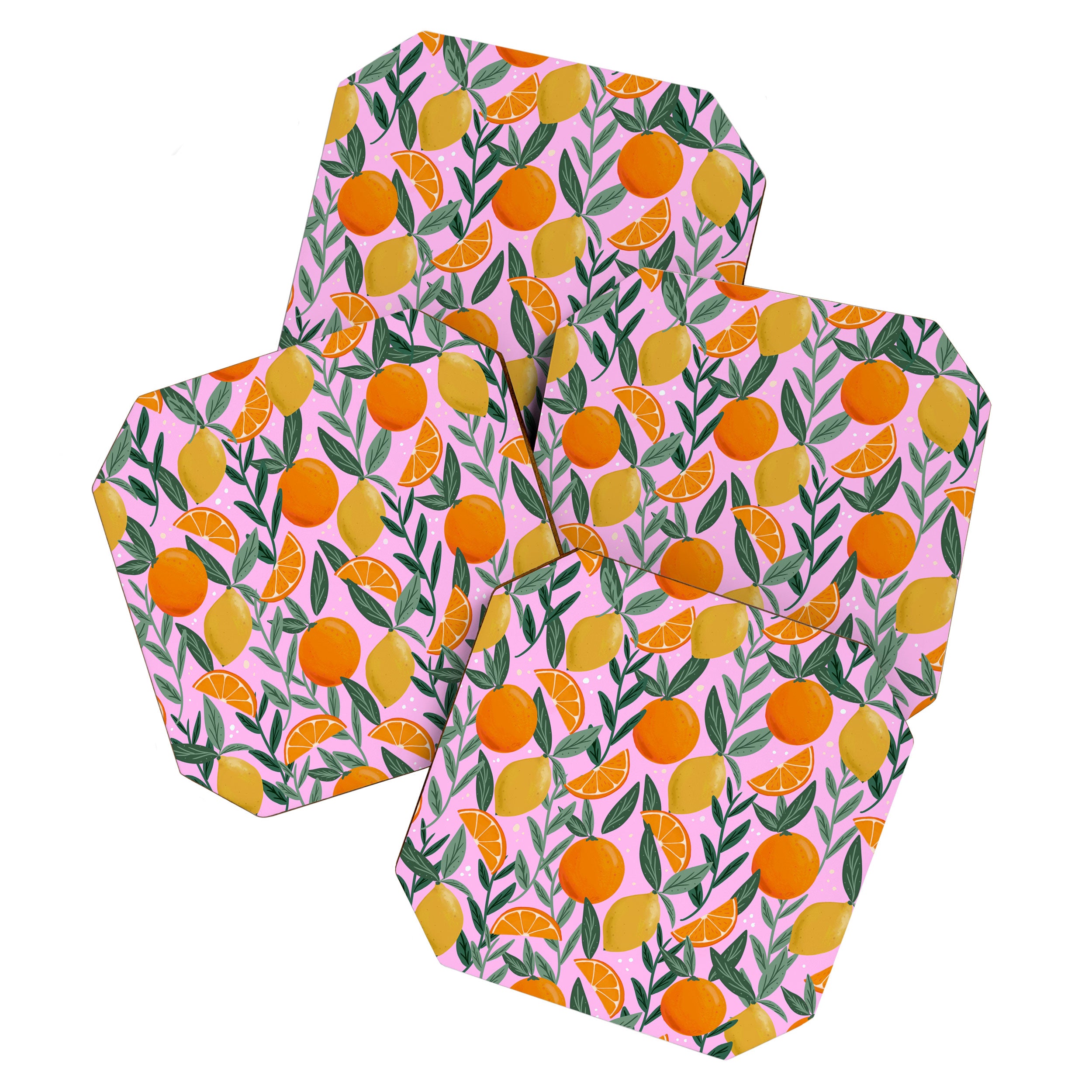 Mediterranean Citrus Fruit, Pink  Coaster Gallery Image 1