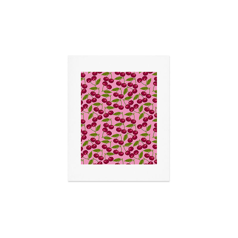 Pink Cherry Pattern Art Print Gallery Image 1