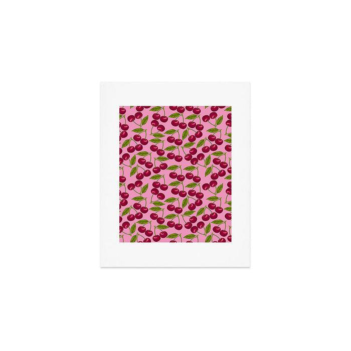 Pink Cherry Pattern Art Print Gallery Image 1