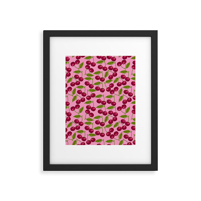 Pink Cherry Pattern Framed Art Print Gallery Image 1