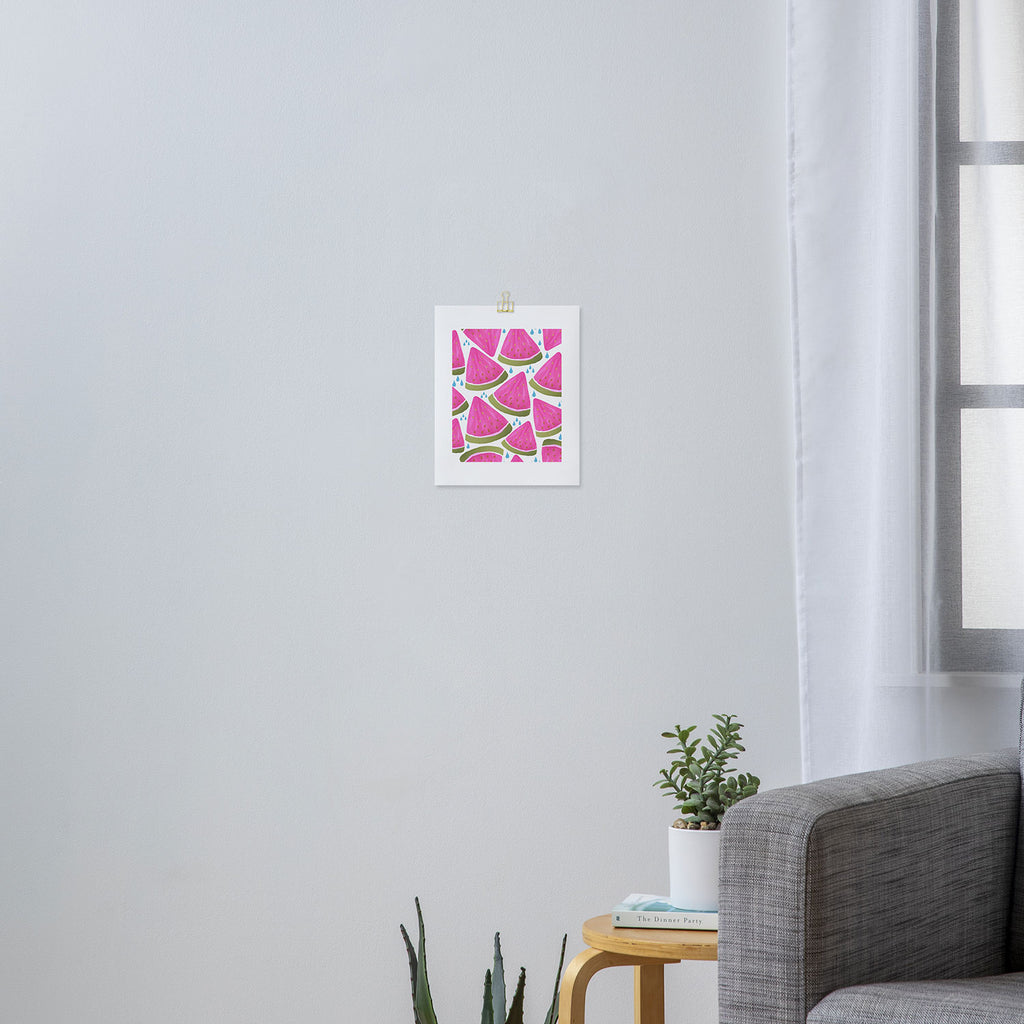Pink Watermelon Pattern Summer Fruit La Dolce Vita Coastal Art Print Gallery Image 3