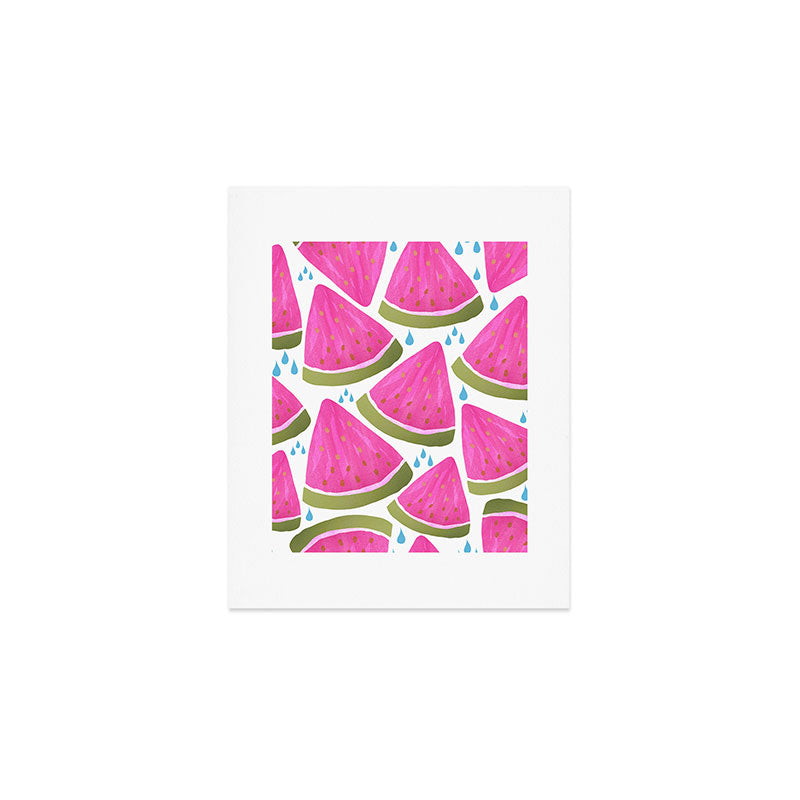 Pink Watermelon Pattern Summer Fruit La Dolce Vita Coastal Art Print Gallery Image 1