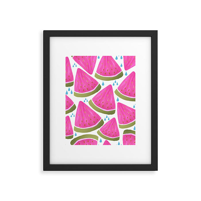 Pink Watermelon Pattern Summer Fruit La Dolce Vita Coastal Framed Art Print Gallery Image 1