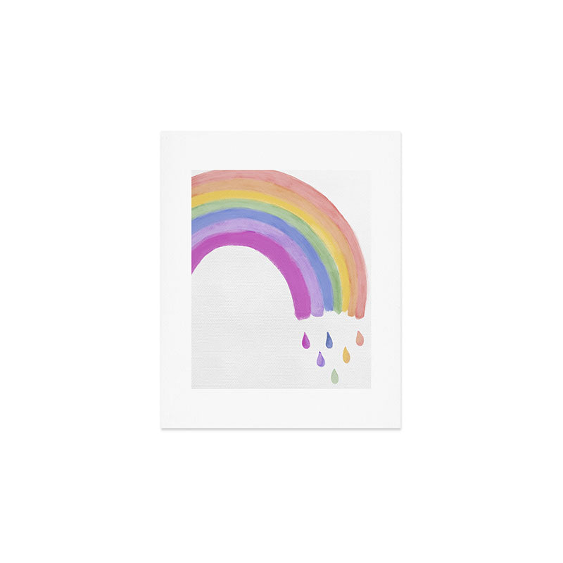 Whimsical Colorful Rainbow and Raindrops Art Art Print Gallery Image 1