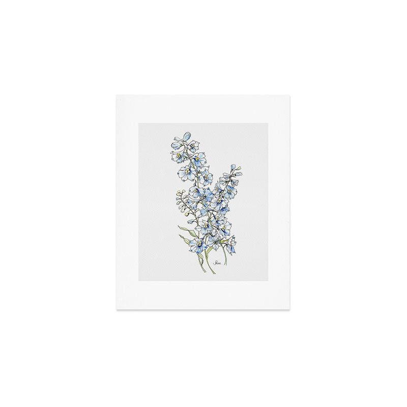 Blue Delphinium Flowers Art Print Gallery Image 1