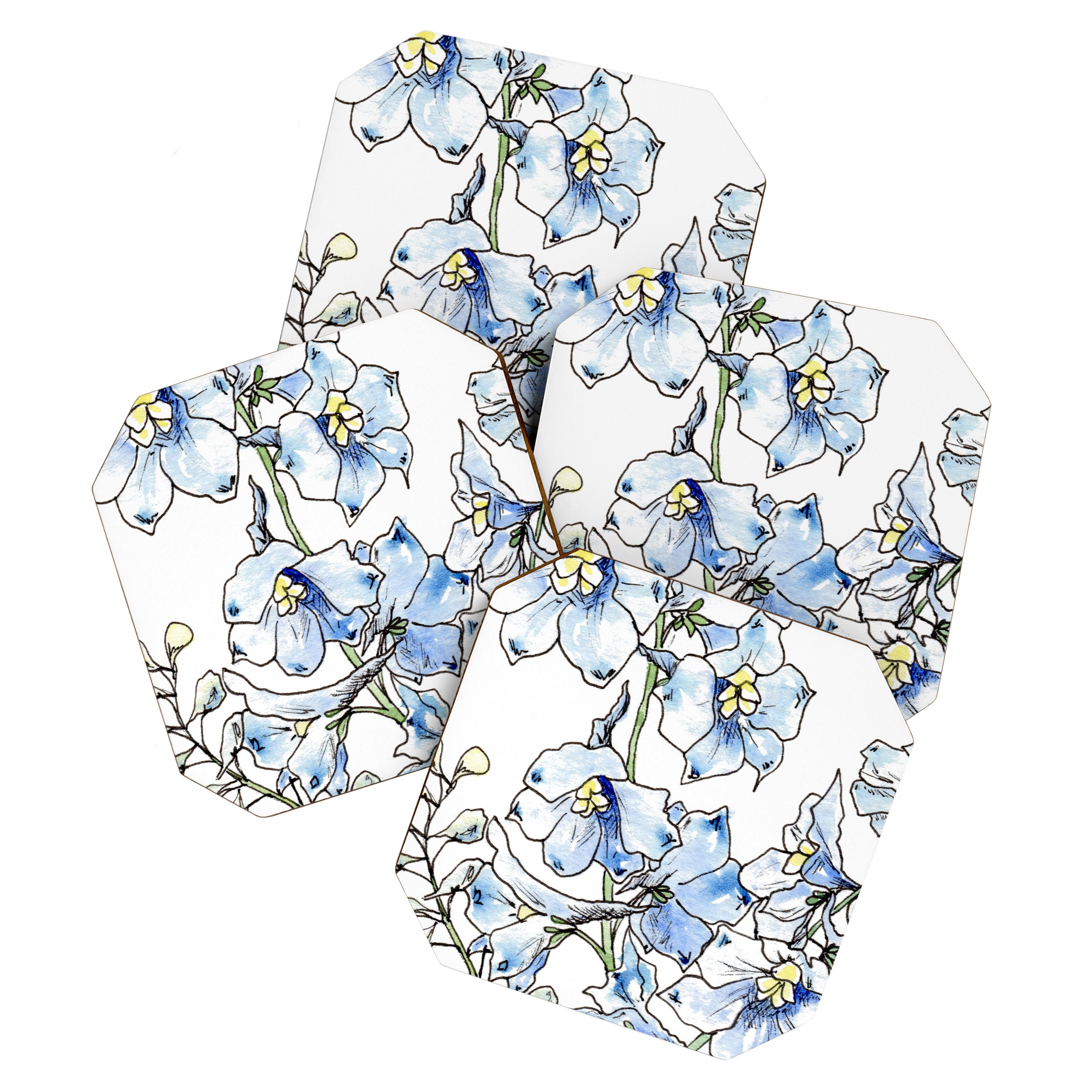Blue Delphinium Flowers Coaster Gallery Image 1