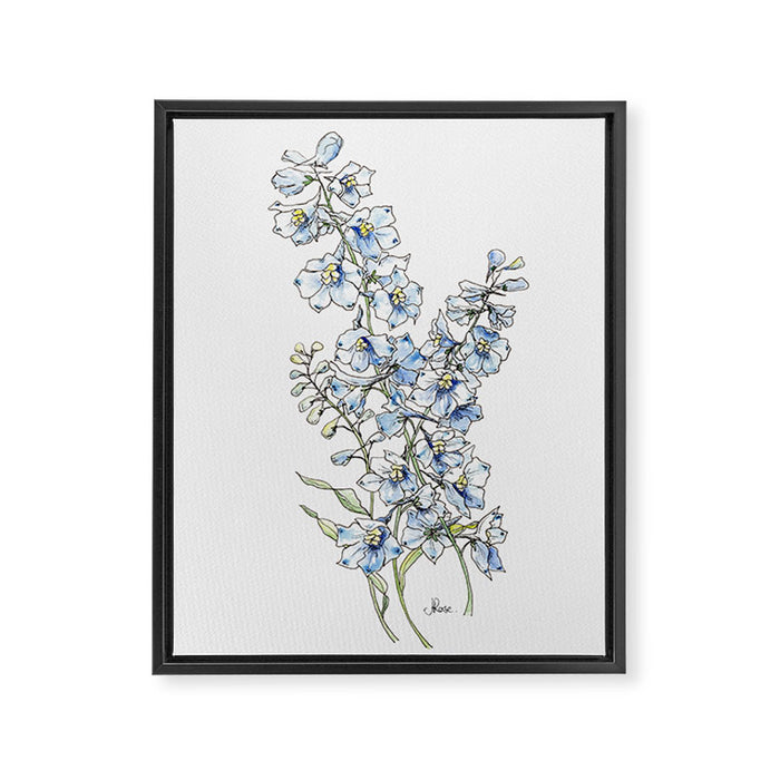 Blue Delphinium Flowers Framed Canvas Print Gallery Image 1