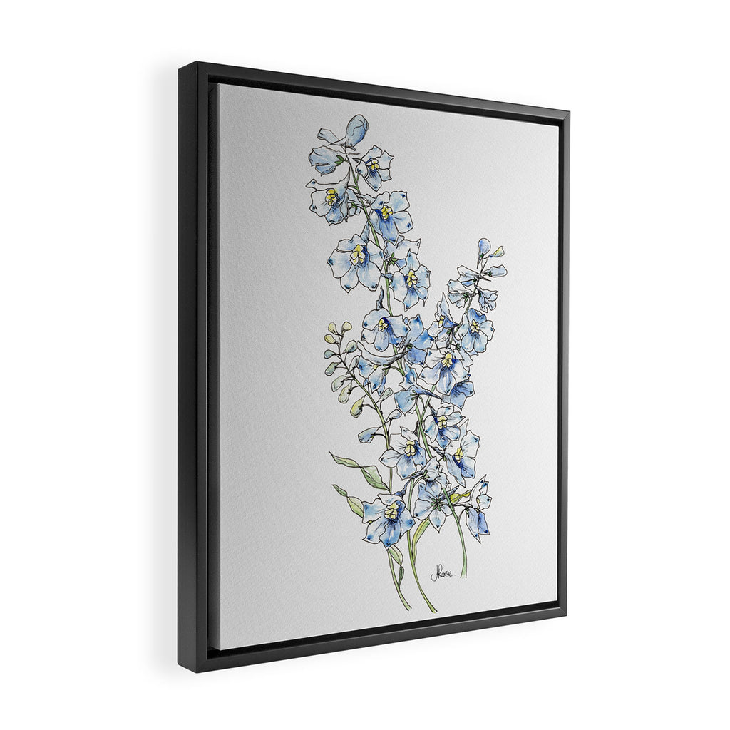 Blue Delphinium Flowers Framed Canvas Print Gallery Image 2