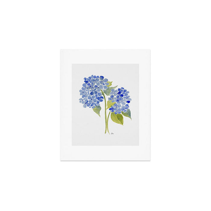 Blue Gouache Hydrangea Art Print Gallery Image 1