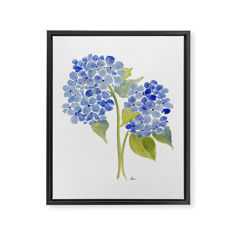 Blue Gouache Hydrangea Framed Canvas Print Gallery Image 6