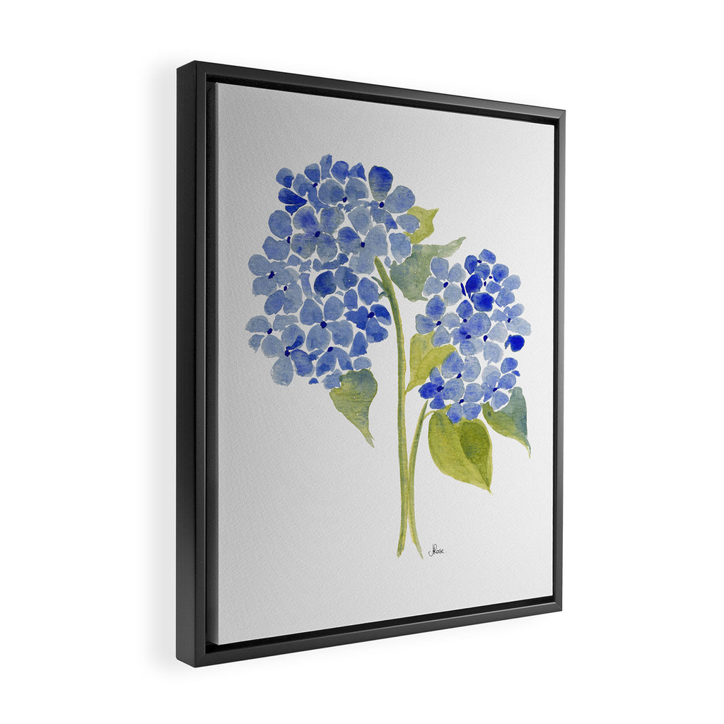Blue Gouache Hydrangea Framed Canvas Print Gallery Image 2