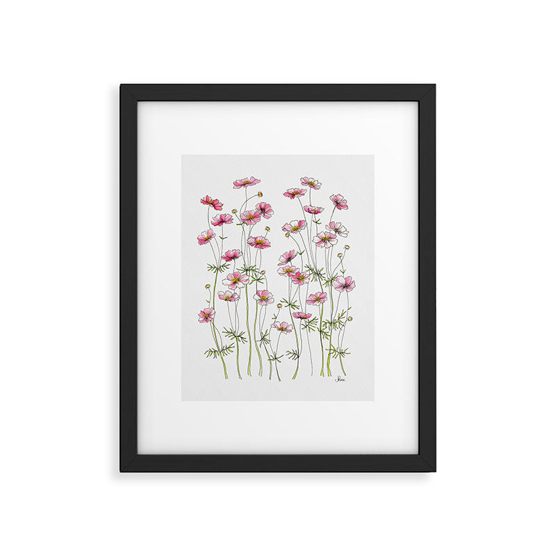 Pink Cosmos Flowers Framed Art Print Gallery Image 5