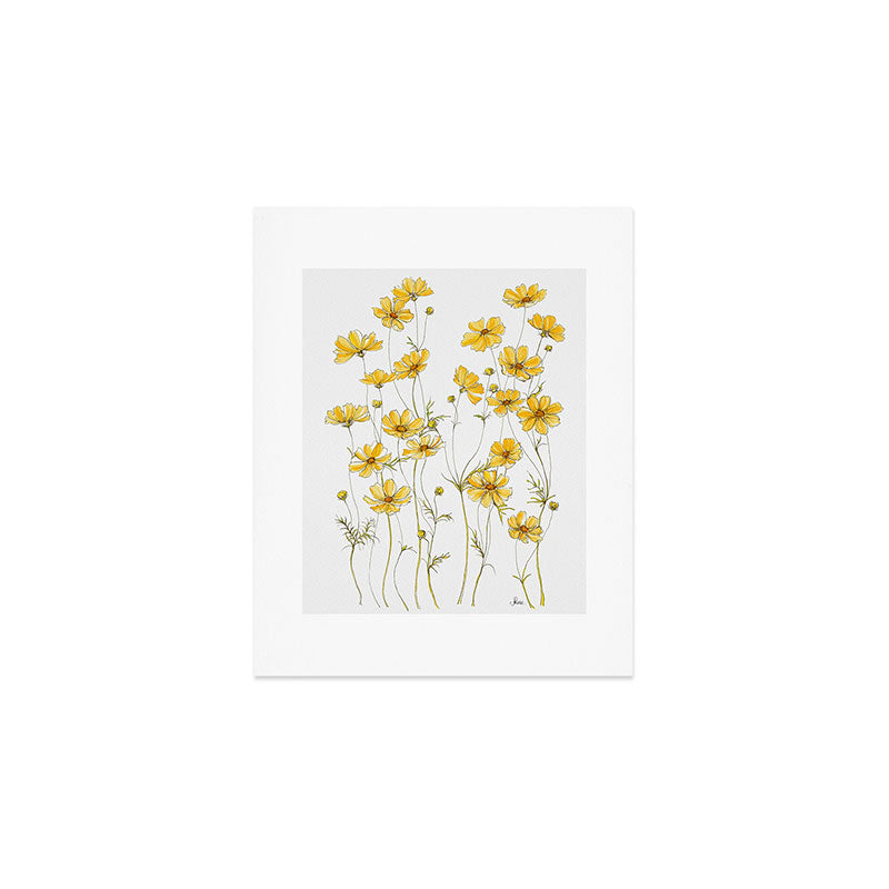 Yellow Cosmos Flowers Art Print Gallery Image 1