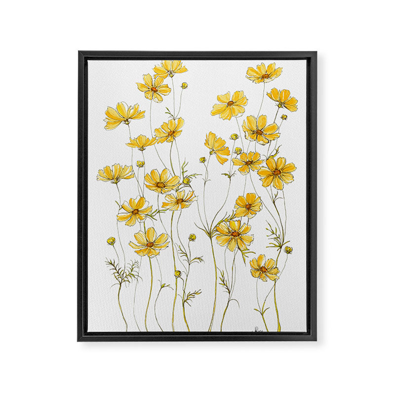 Yellow Cosmos Flowers Framed Canvas Print Gallery Image 6