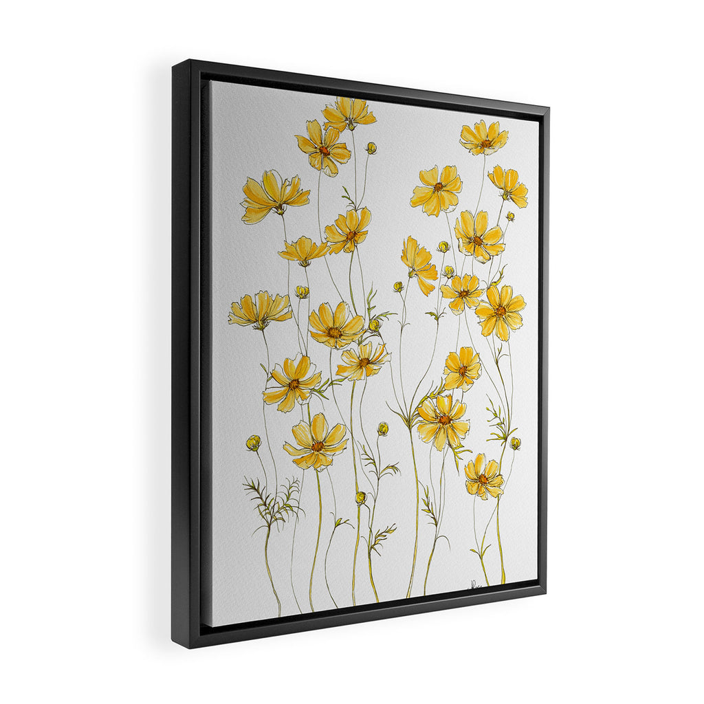 Yellow Cosmos Flowers Framed Canvas Print Gallery Image 2