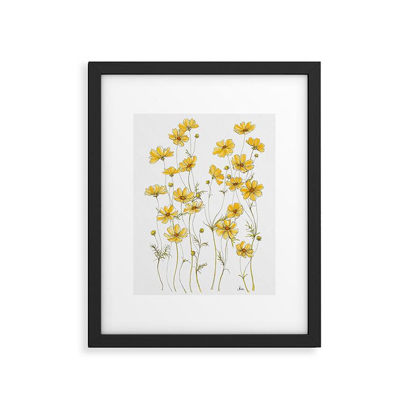 Yellow Cosmos Flowers Framed Art Print Gallery Image 5