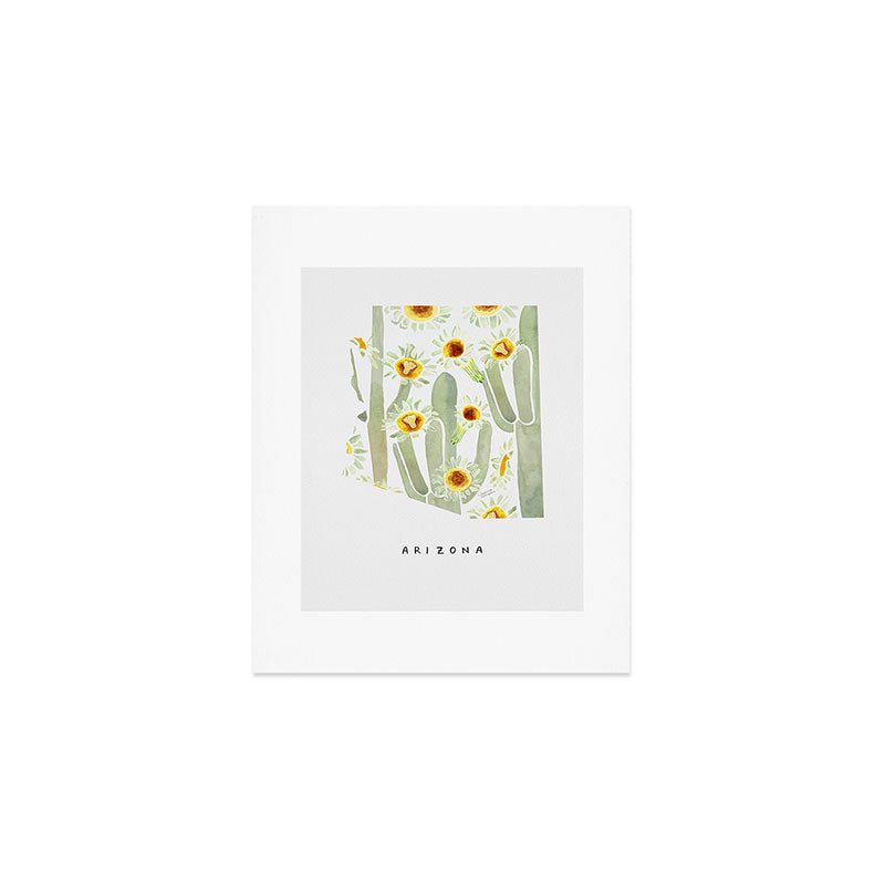 Arizona State Saguaro Cactus Blossoms Art Print Gallery Image 1
