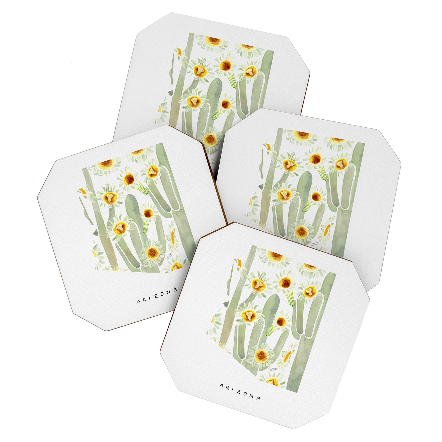 Arizona State Saguaro Cactus Blossoms Coaster Gallery Image 1