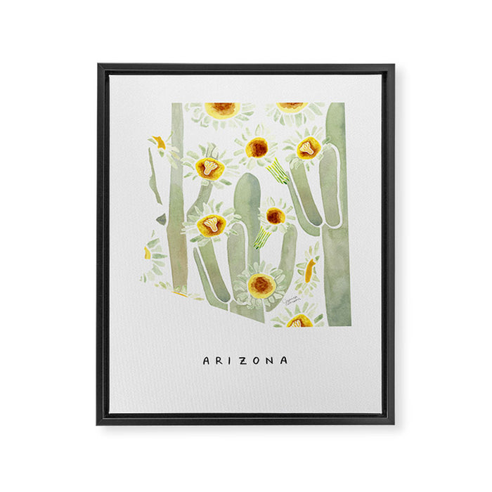 Arizona State Saguaro Cactus Blossoms Framed Canvas Print Gallery Image 1