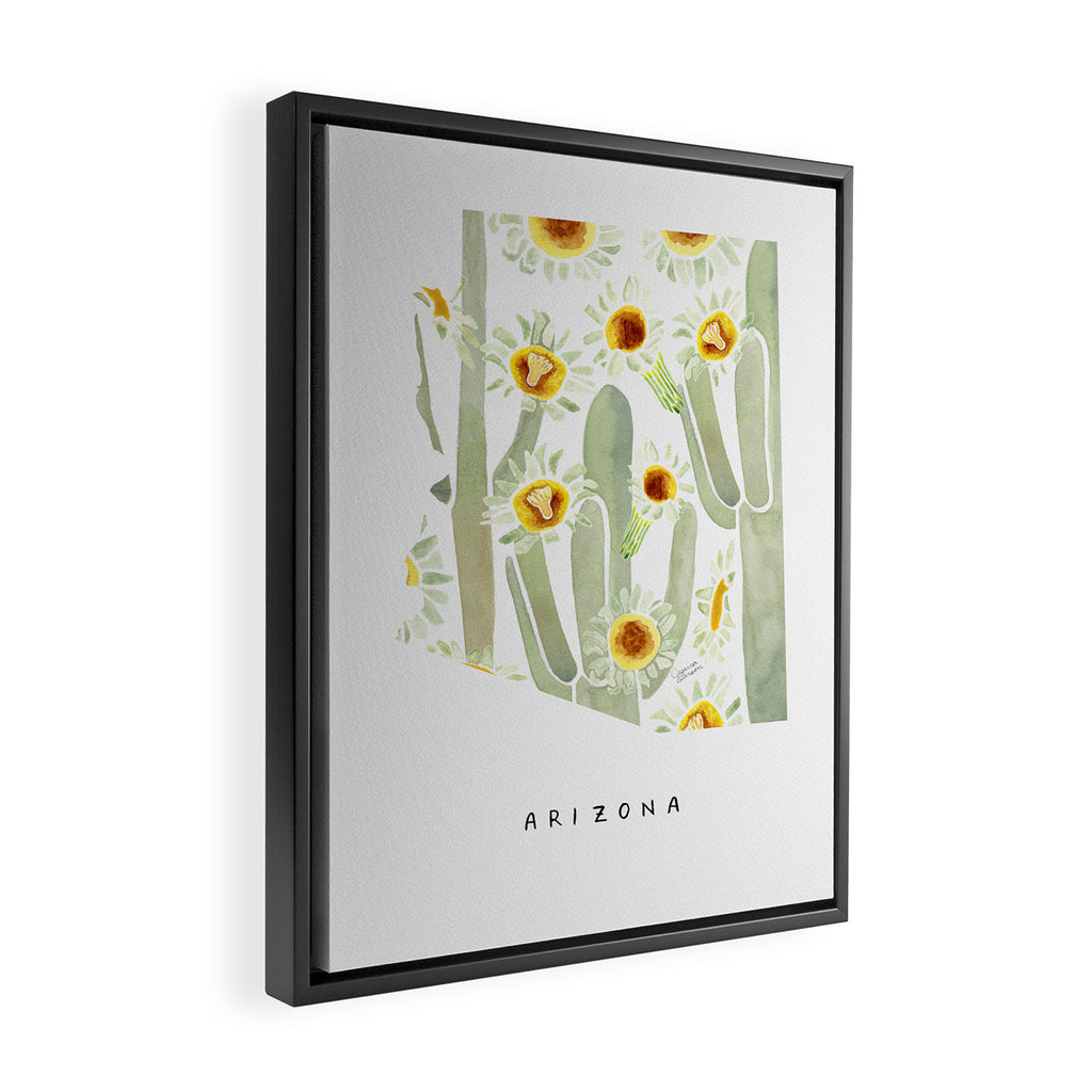 Arizona State Saguaro Cactus Blossoms Framed Canvas Print Gallery Image 2