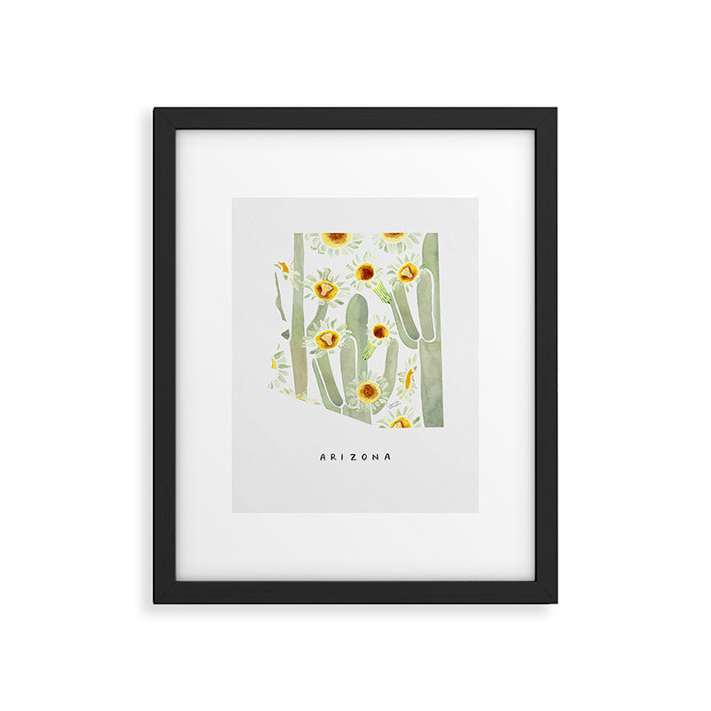 Arizona State Saguaro Cactus Blossoms Framed Art Print Gallery Image 6