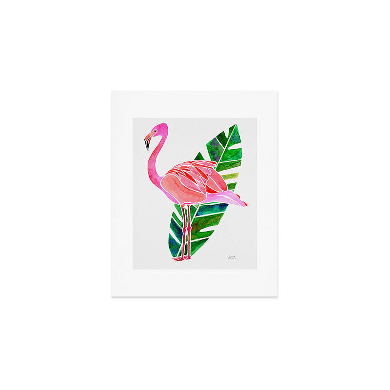 Flamingo and Banana Leaf Art Print Gallery Image 1