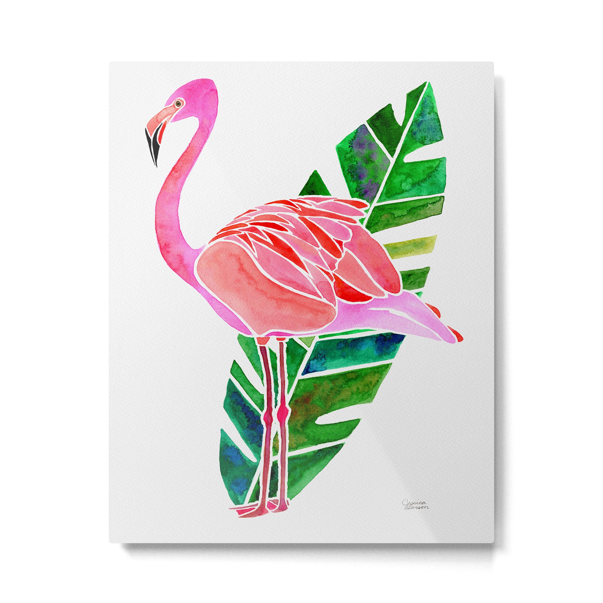 Flamingo and Banana Leaf Metal Print Gallery Image 6