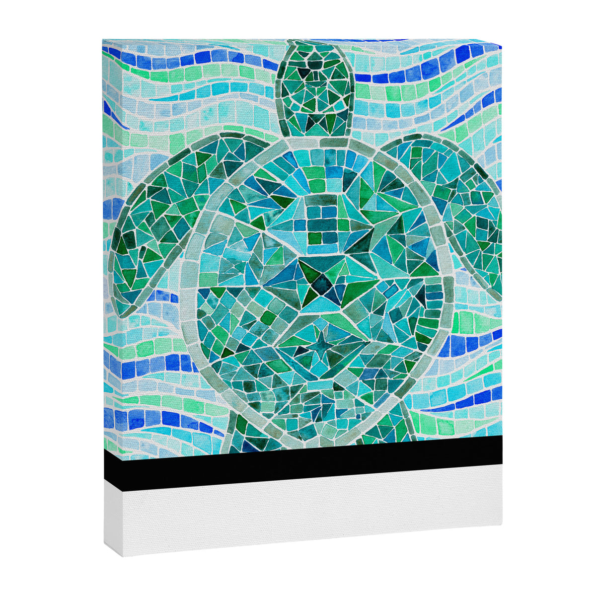 Mosaic Watercolor Sea Turtle Canvas Print Gallery Image 6