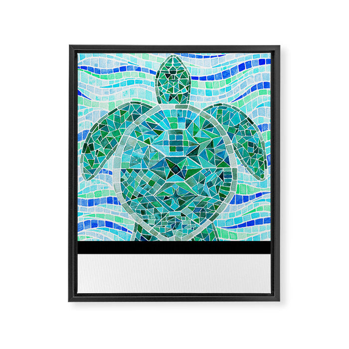 Mosaic Watercolor Sea Turtle Framed Canvas Print Gallery Image 1