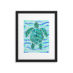 Mosaic Watercolor Sea Turtle Framed Art Print Gallery Image 5