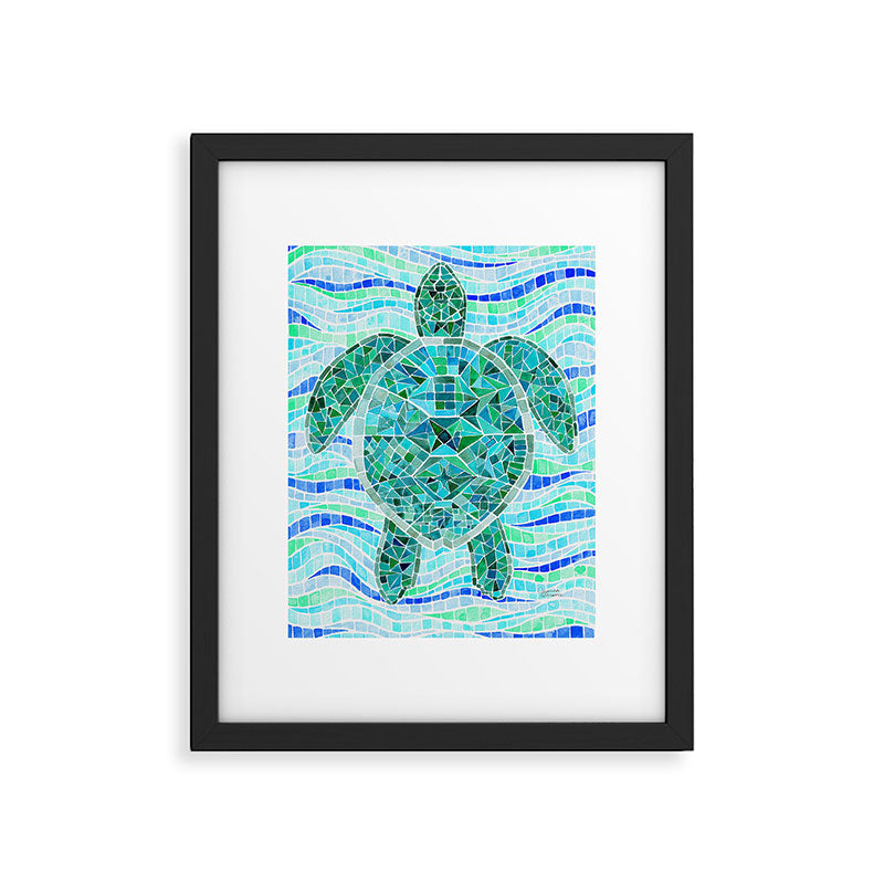 Mosaic Watercolor Sea Turtle Framed Art Print Gallery Image 4