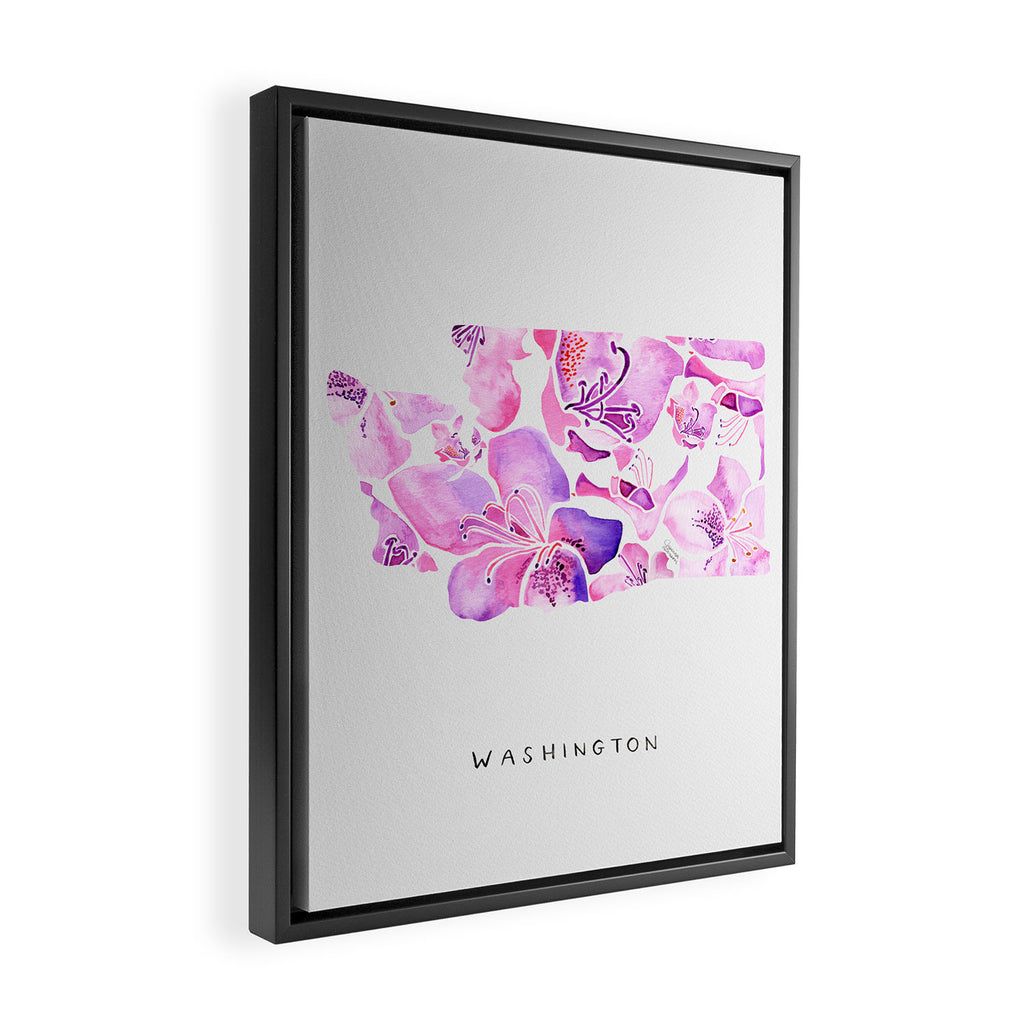Washington State Rhododendron Framed Canvas Print Gallery Image 2