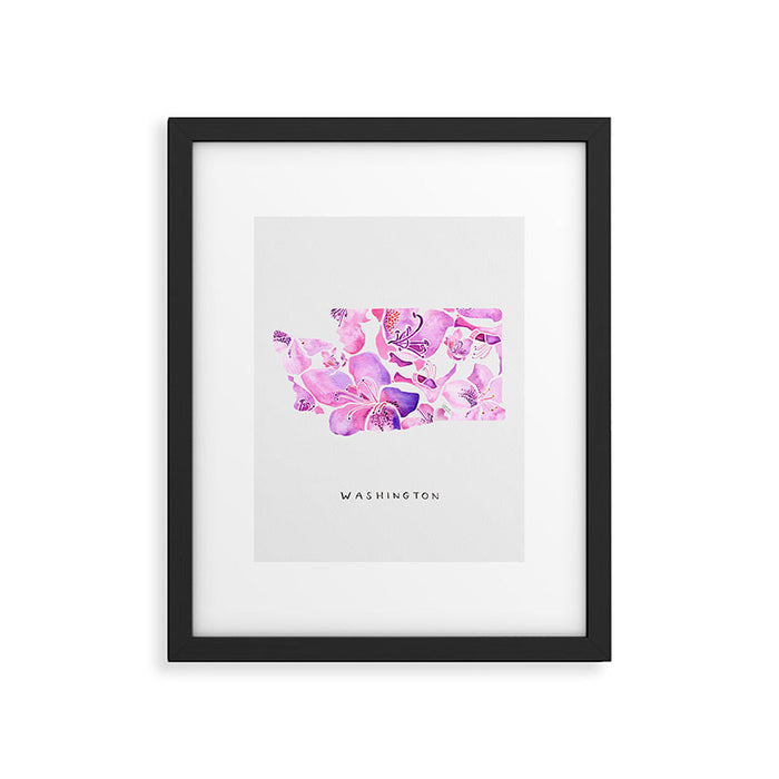 Washington State Rhododendron Framed Art Print Gallery Image 1