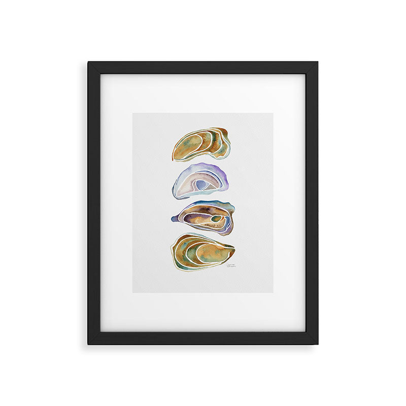 Watercolor Oysters Framed Art Print