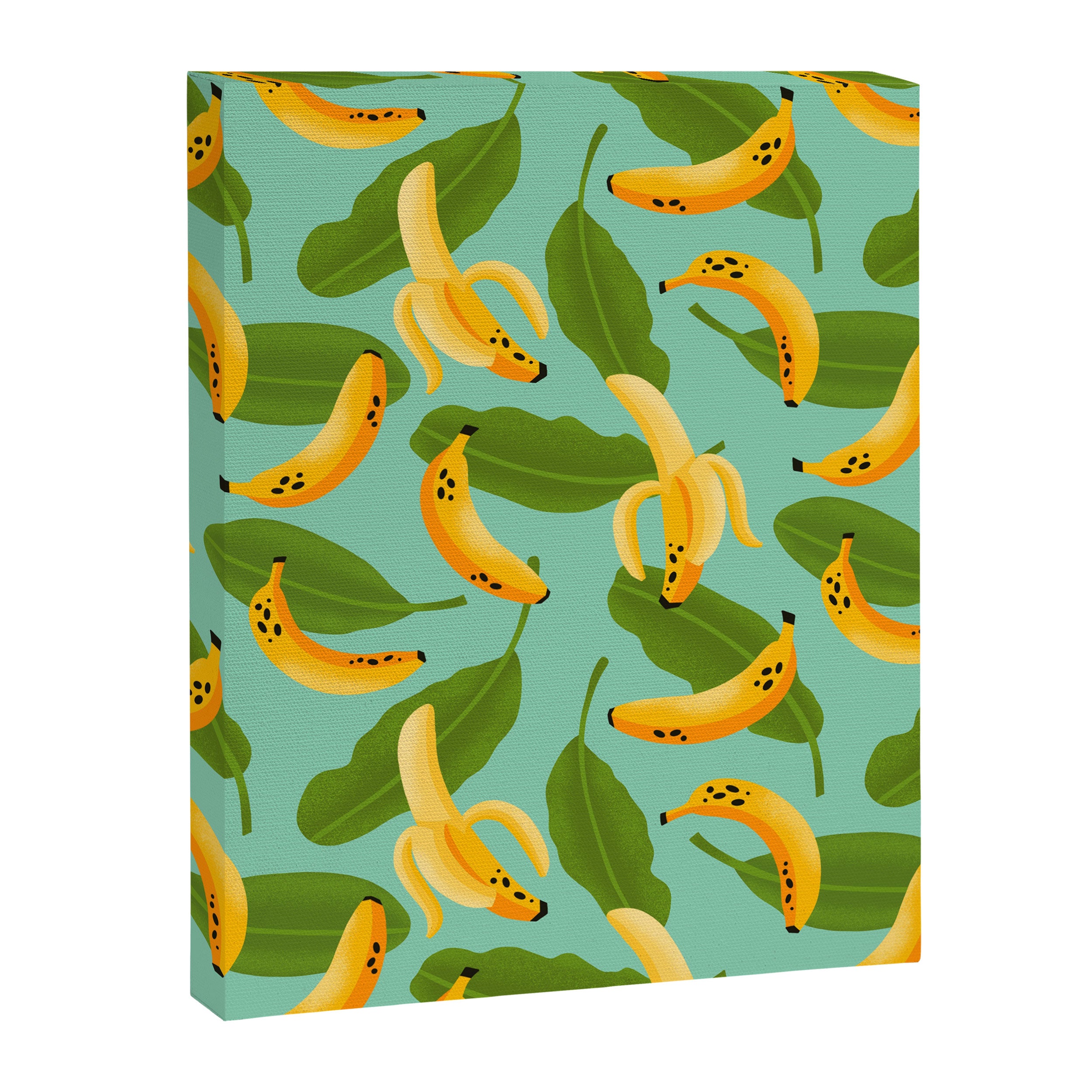 Banana Pattern on Aqua Blue Canvas Print Gallery Image 8
