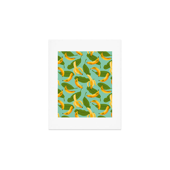 Banana Pattern on Aqua Blue Art Print Gallery Image 1
