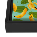 Banana Pattern on Aqua Blue Framed Canvas Print Gallery Image 3