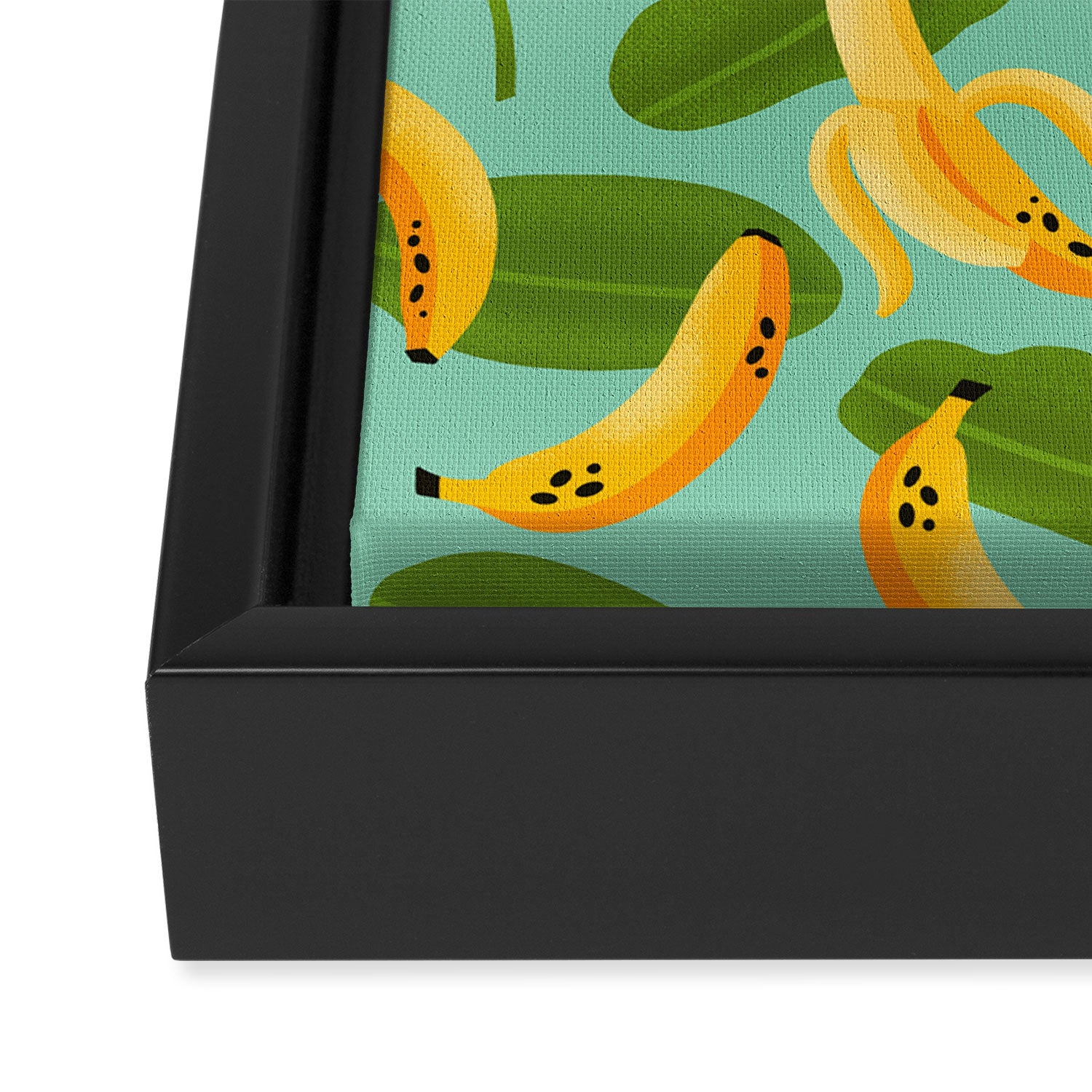 Banana Pattern on Aqua Blue Framed Canvas Print Gallery Image 3