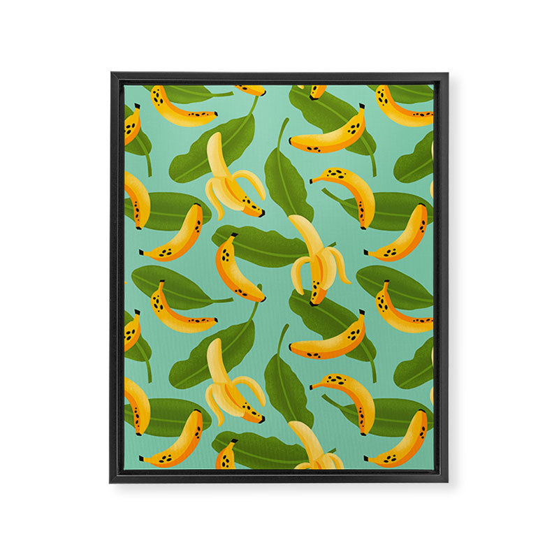 Banana Pattern on Aqua Blue Framed Canvas Print Gallery Image 8