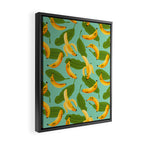 Banana Pattern on Aqua Blue Framed Canvas Print Gallery Image 2