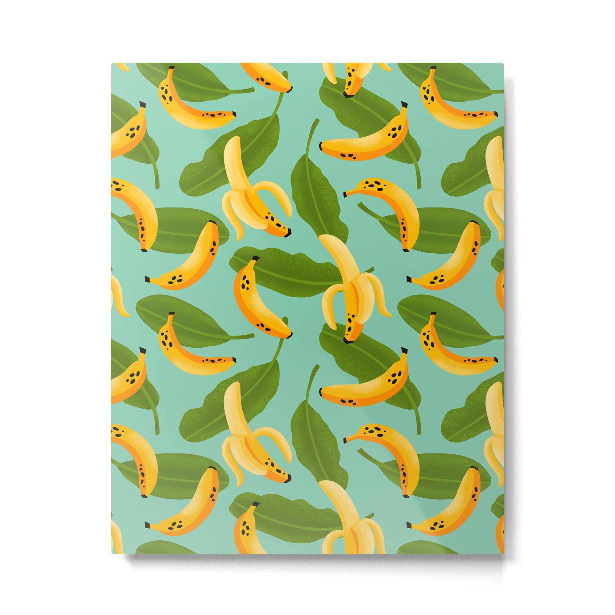 Banana Pattern on Aqua Blue Metal Print Gallery Image 6