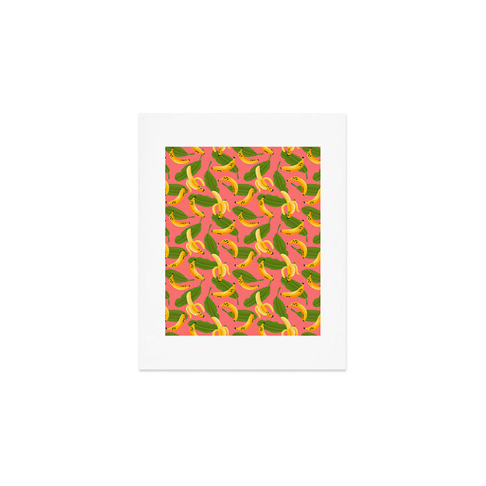 Banana Pattern on Pink Art Print Gallery Image 1